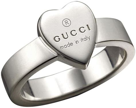 Gucci silver heart trademark ring YBC223867001015 